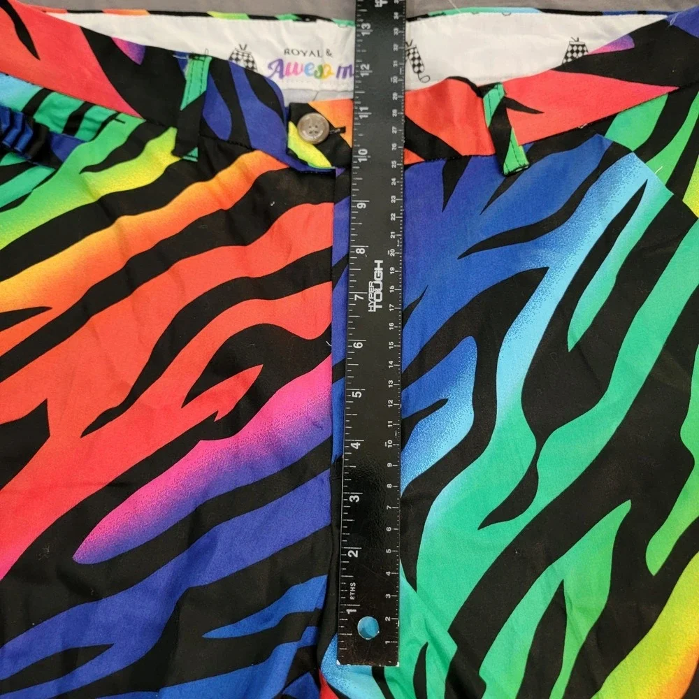 Royal & Awesome‎ Golf Pants Men's 34x34 Rainbow Zebra All Over Print Wild Ones